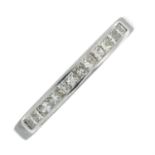 An 18ct gold square-shape diamond half eternity ring.