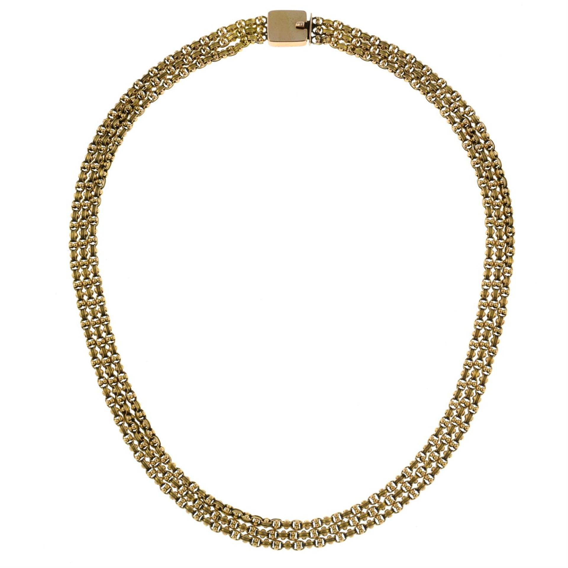 A Victorian three-row fancy-link necklace. - Bild 2 aus 2