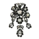 An early 19th century silver rose-cut diamond drop pendant/brooch.