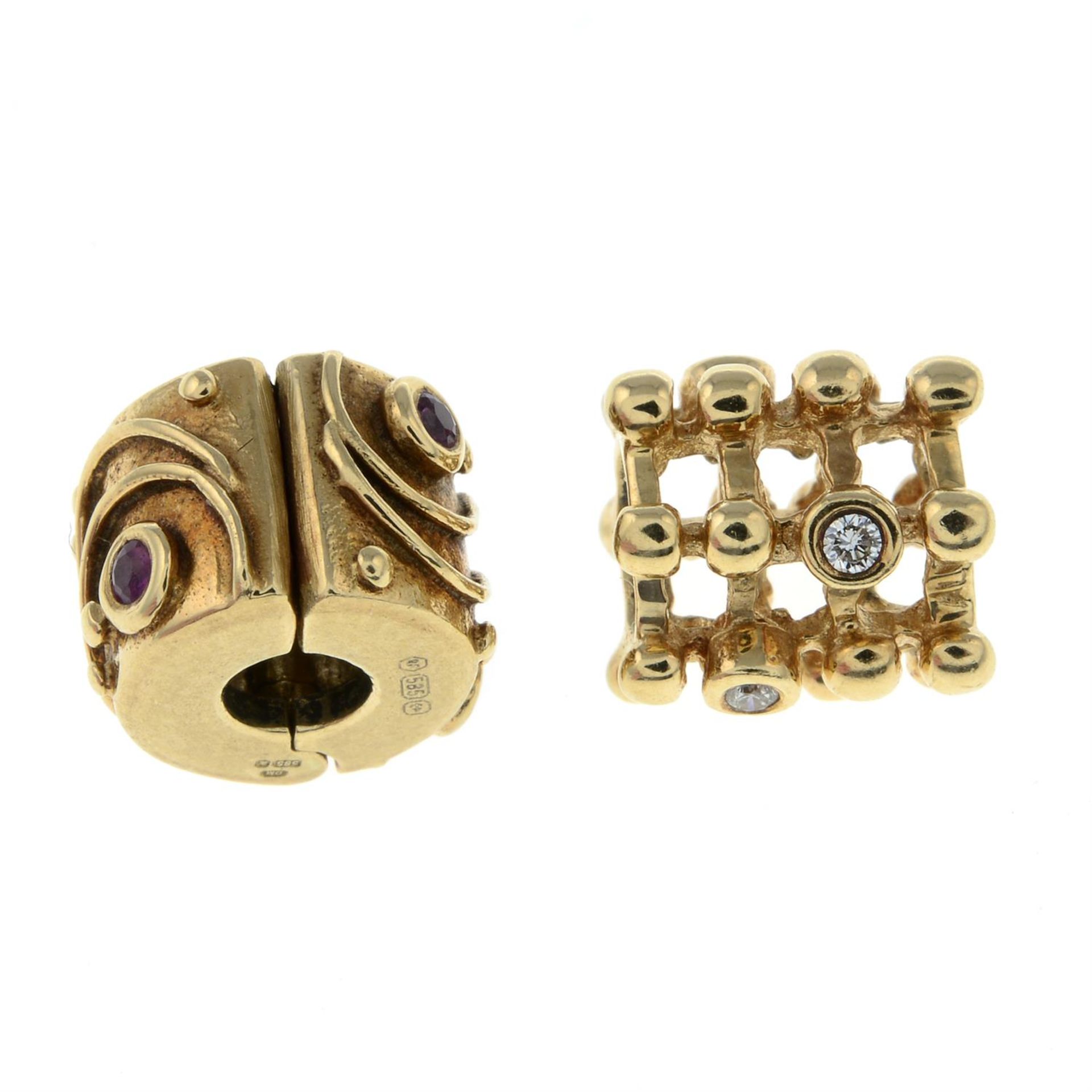 Two 14ct gold gem-set charms. - Image 2 of 2