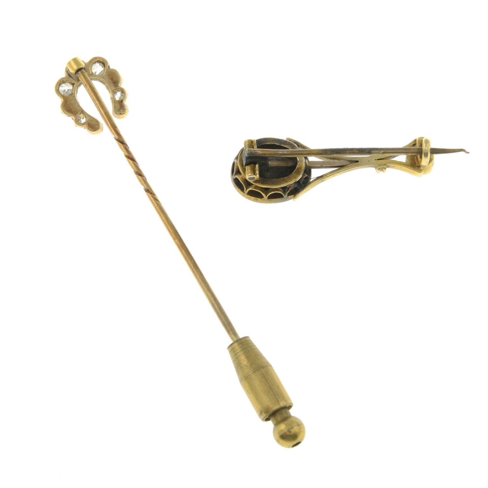 An early 20th century gold split pearl and old-cut diamond stick pin, together with a 19th century - Image 3 of 3