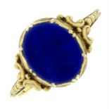 A lapis lazuli single-stone ring.