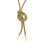 A 9ct gold knot necklace.