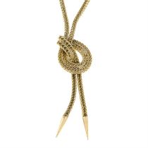 A 9ct gold knot necklace.