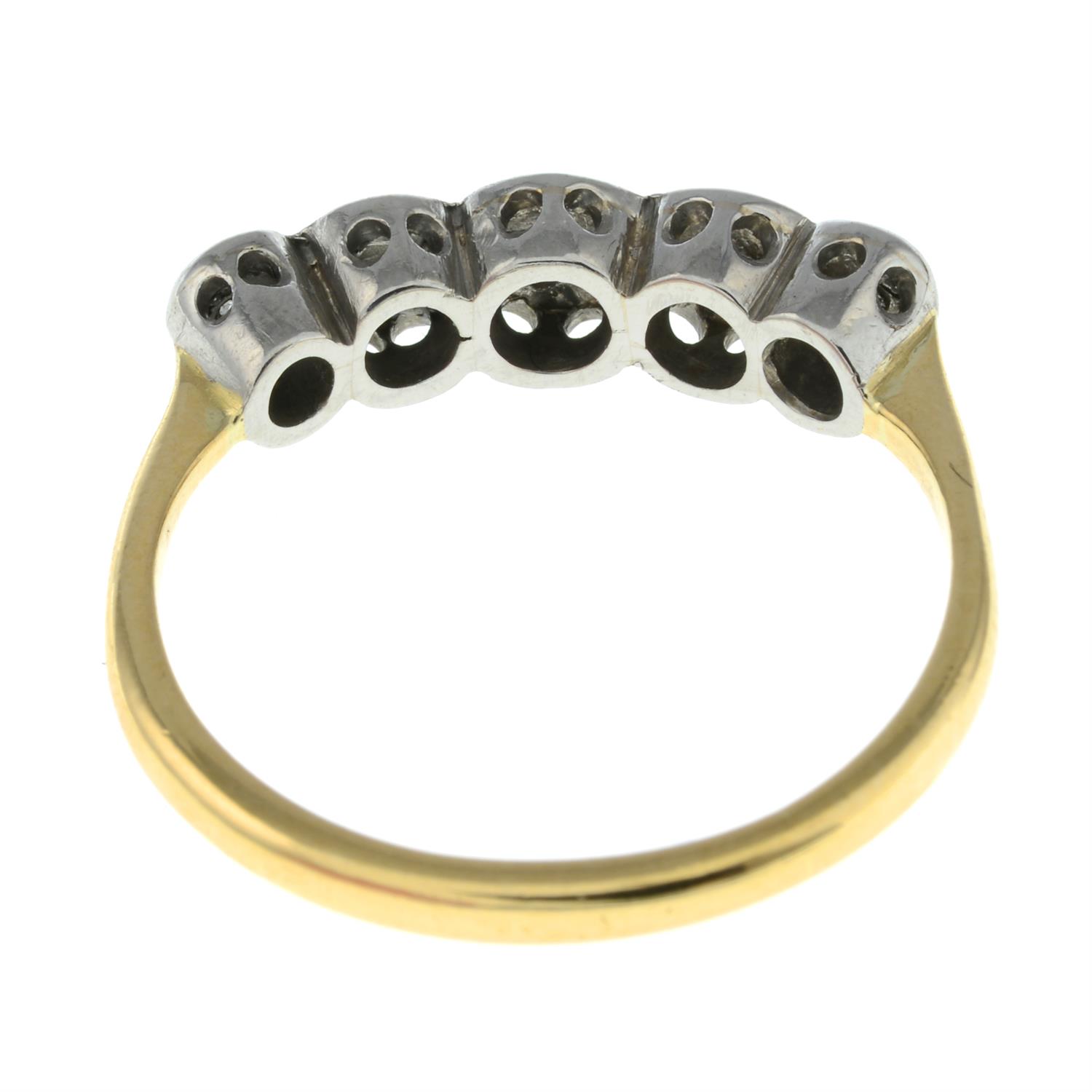 A mid 20th century 18ct gold illusion-set diamond five-stone ring. - Image 2 of 2