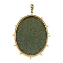 A late Victorian gold seed pearl locket pendant.