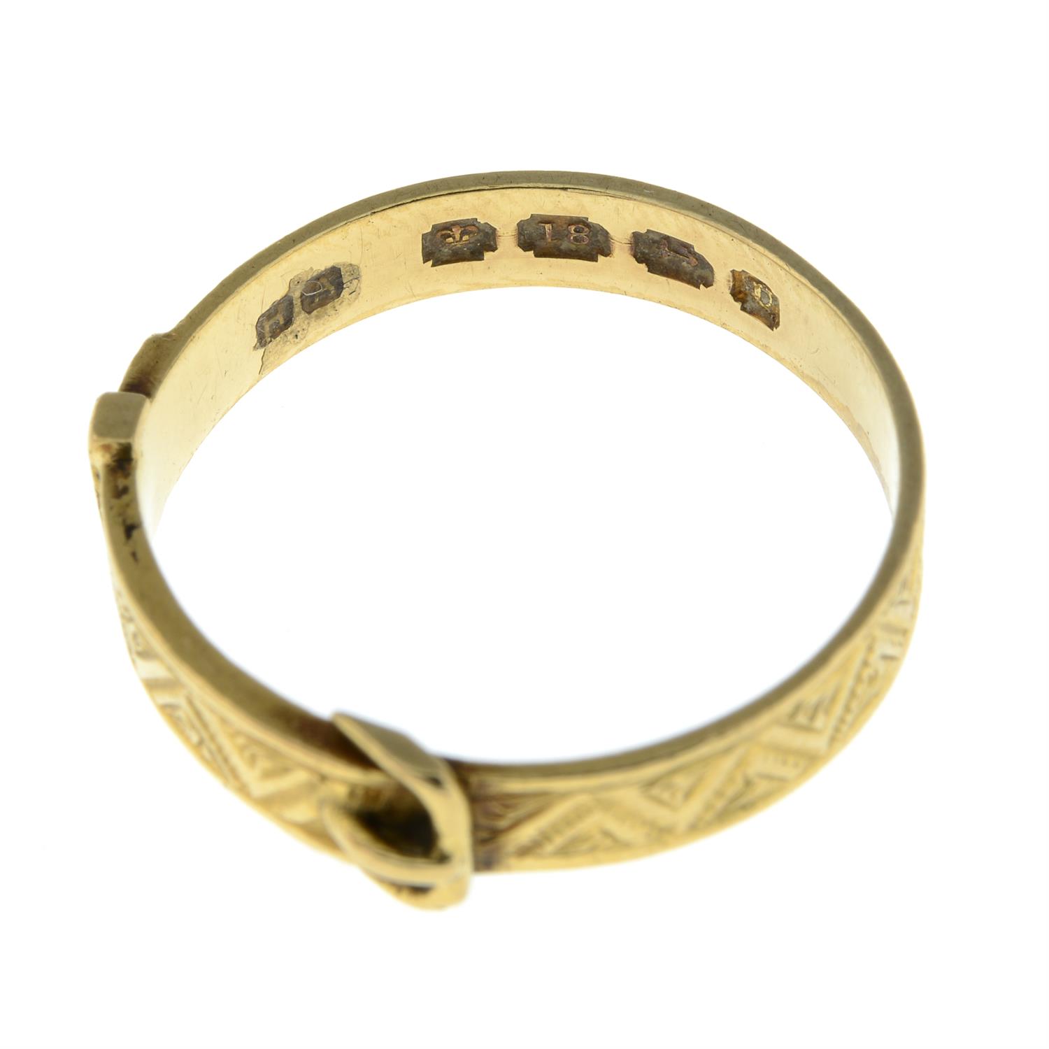 A mid Victorian 18ct gold patterned buckle ring. - Image 2 of 2