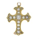 A Victorian gold split pearl cross pendant.