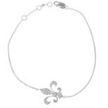 A bracelet, with pavé-set diamond fleur-de-lis highlight.