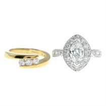 Two 9ct gold cubic zirconia rings.