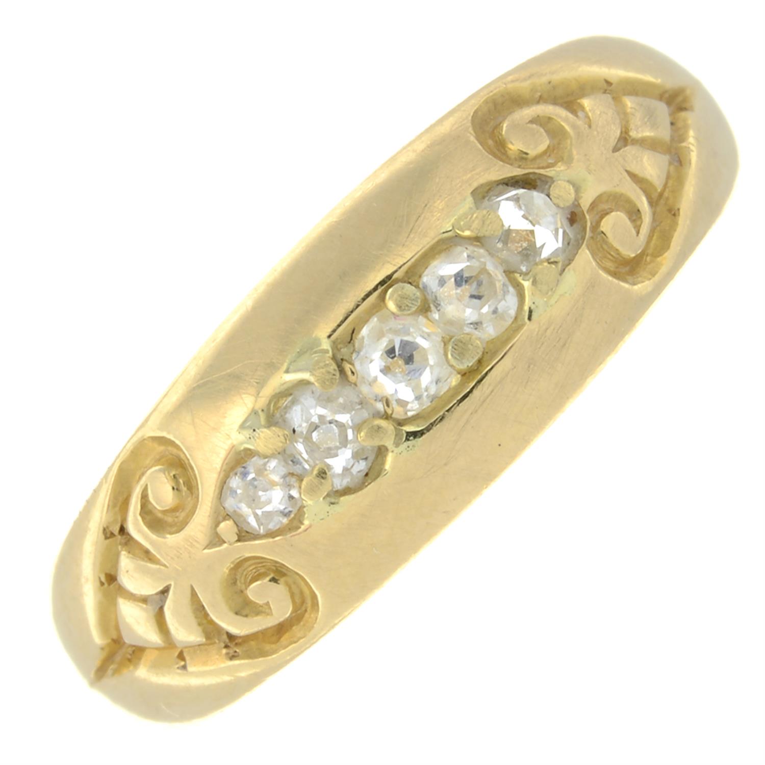 A late Victorian 18ct gold old-cut diamond five-stone ring.