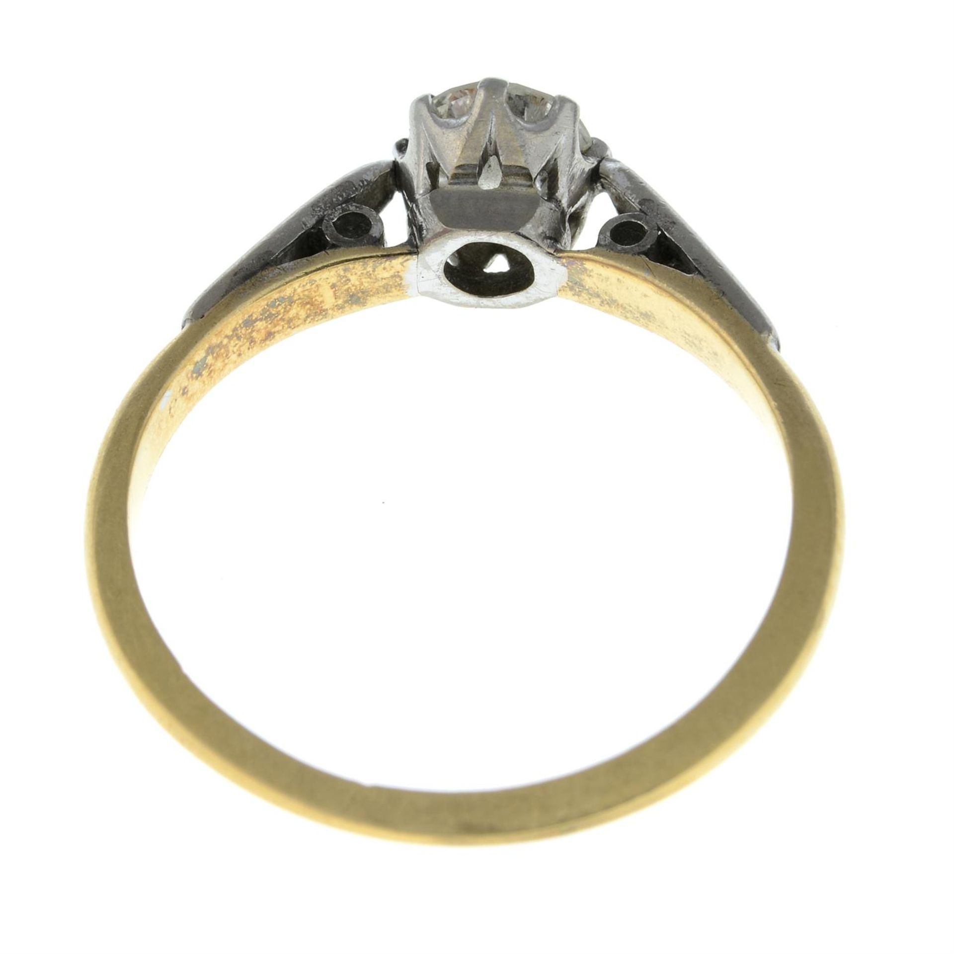 A mid 20th century 18ct gold and platinum brilliant-cut diamond single-stone ring. - Image 2 of 2