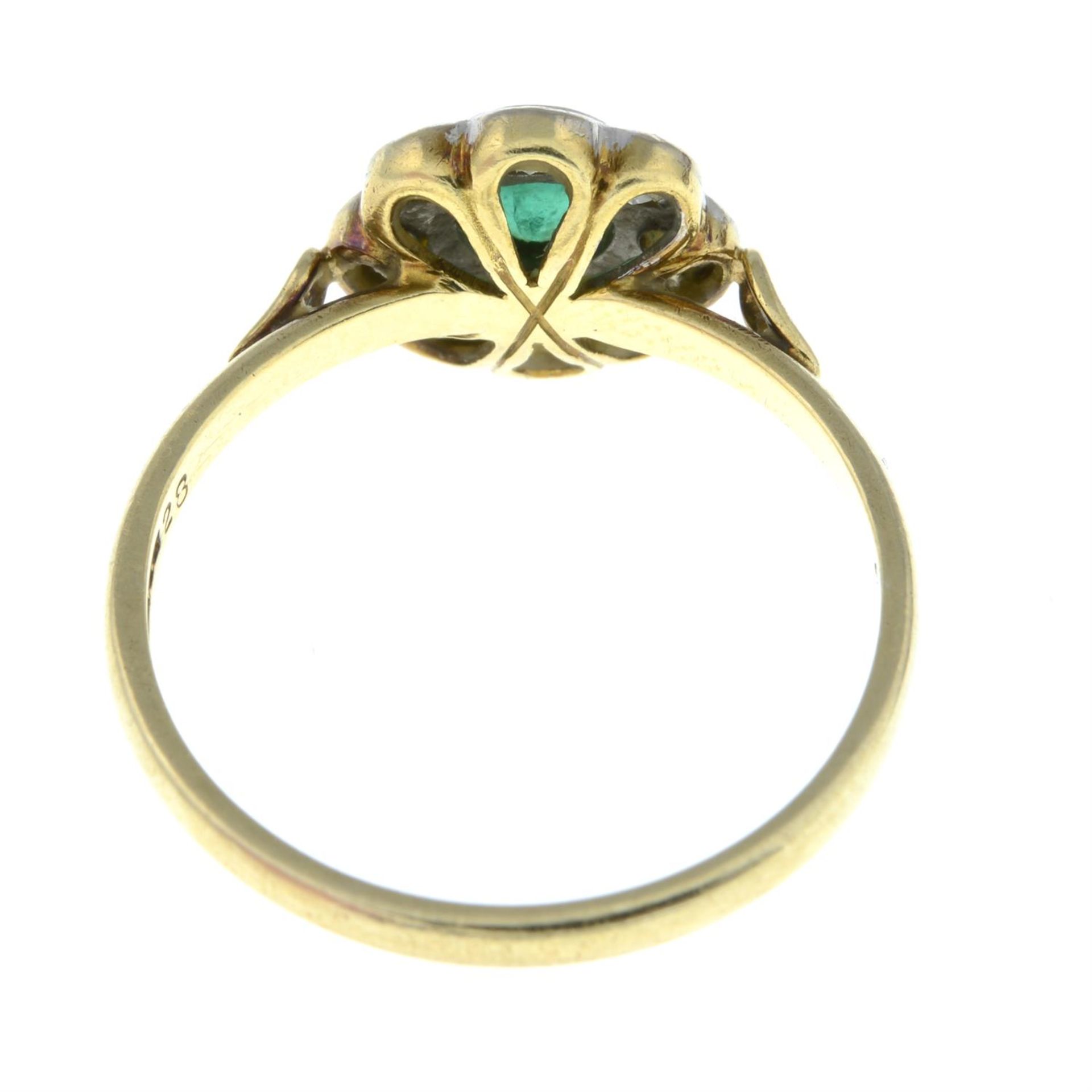 An 18ct gold emerald and brilliant-cut diamond floral cluster ring. - Image 2 of 2