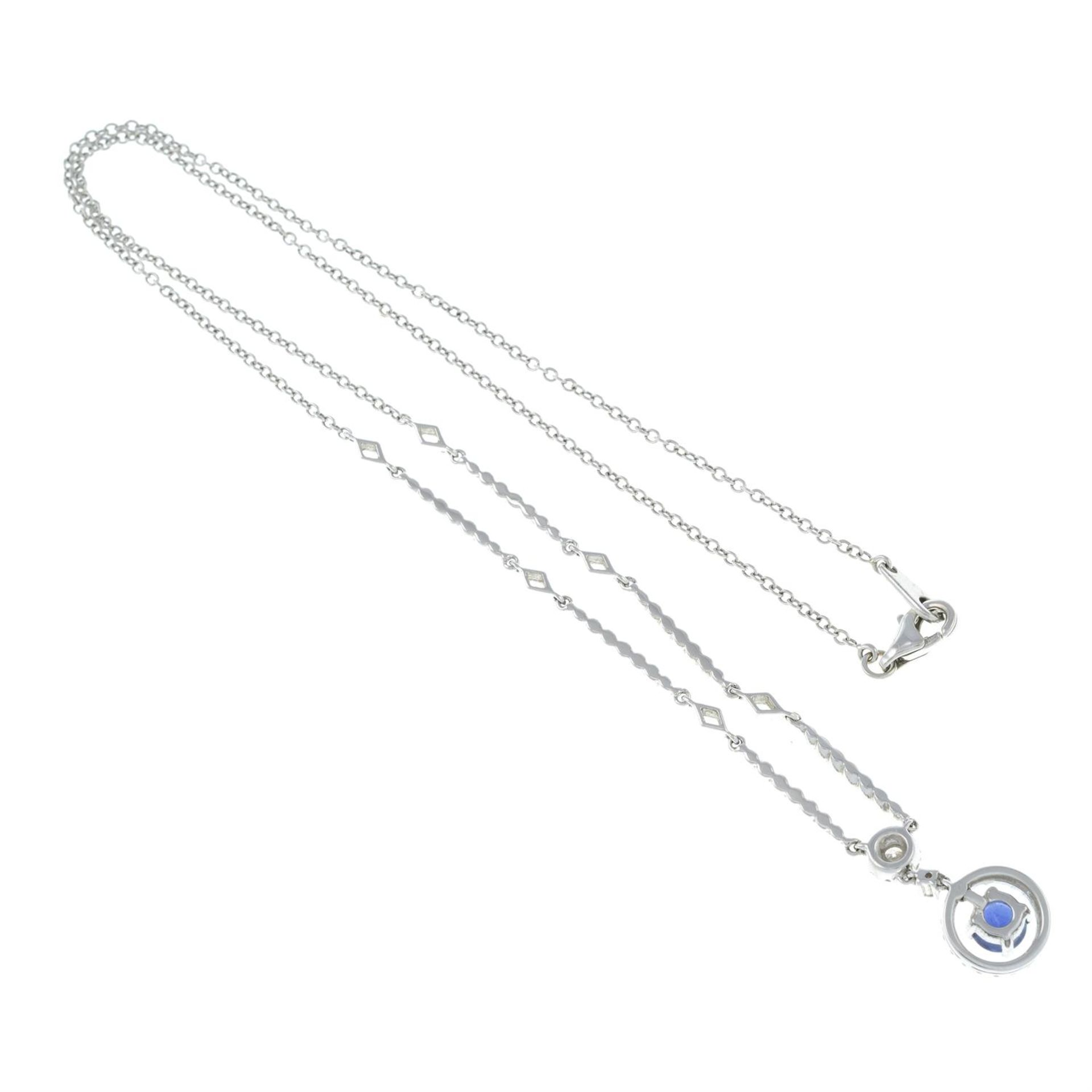 An 18ct gold sapphire and brilliant-cut diamond pendant necklace. - Image 2 of 2