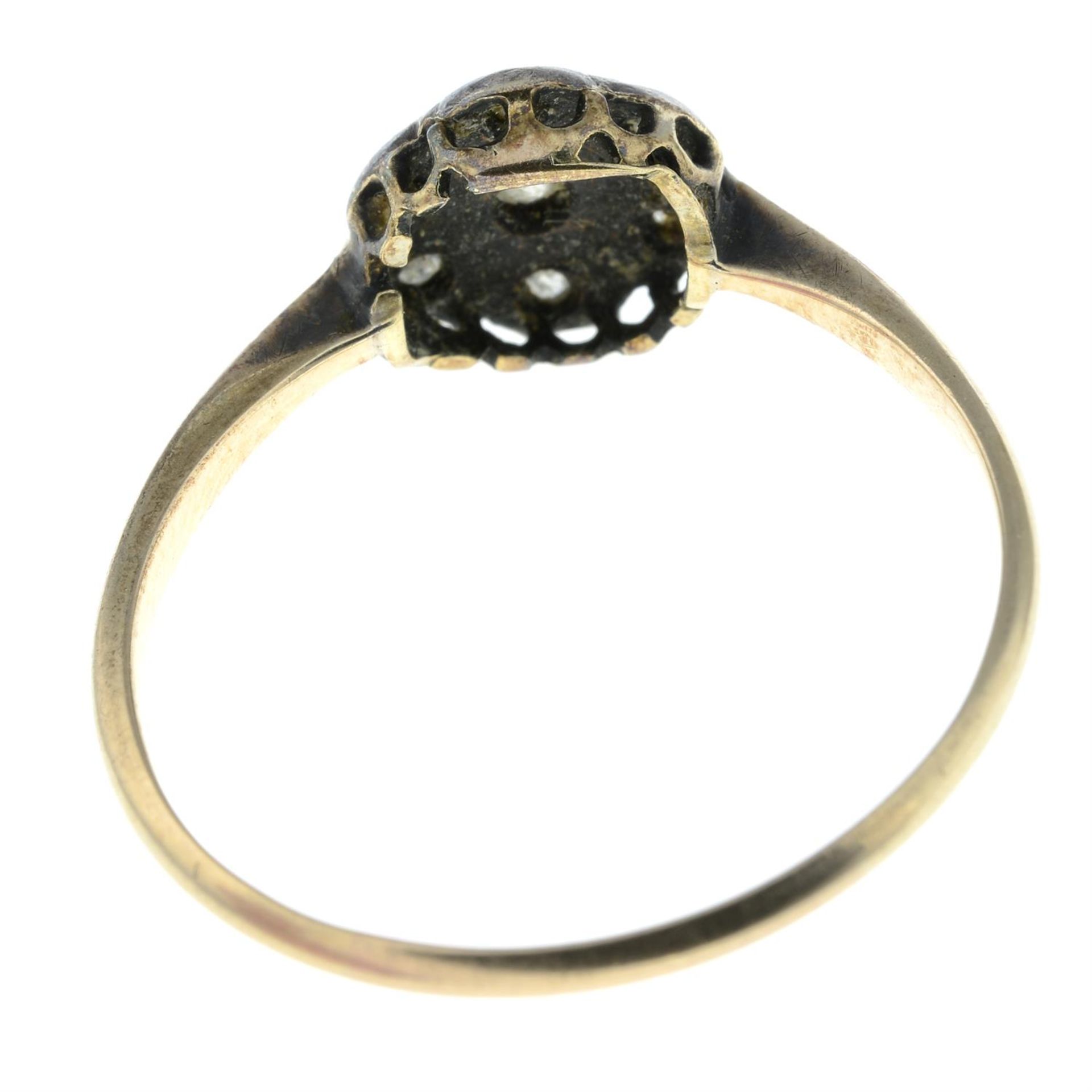 An early 20th century gold old-cut diamond floral ring. - Image 2 of 2