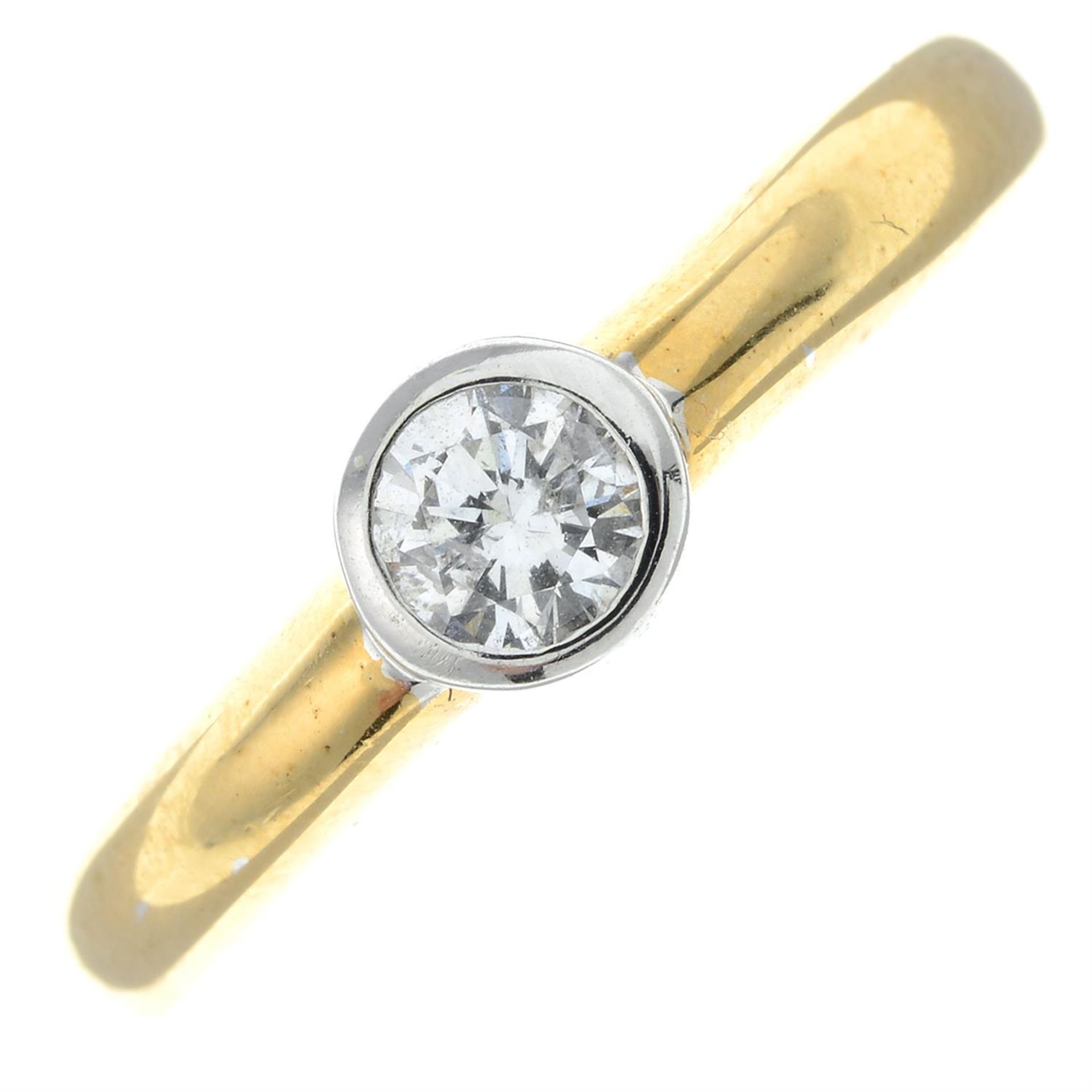 An 18ct gold brilliant-cut diamond single-stone ring.