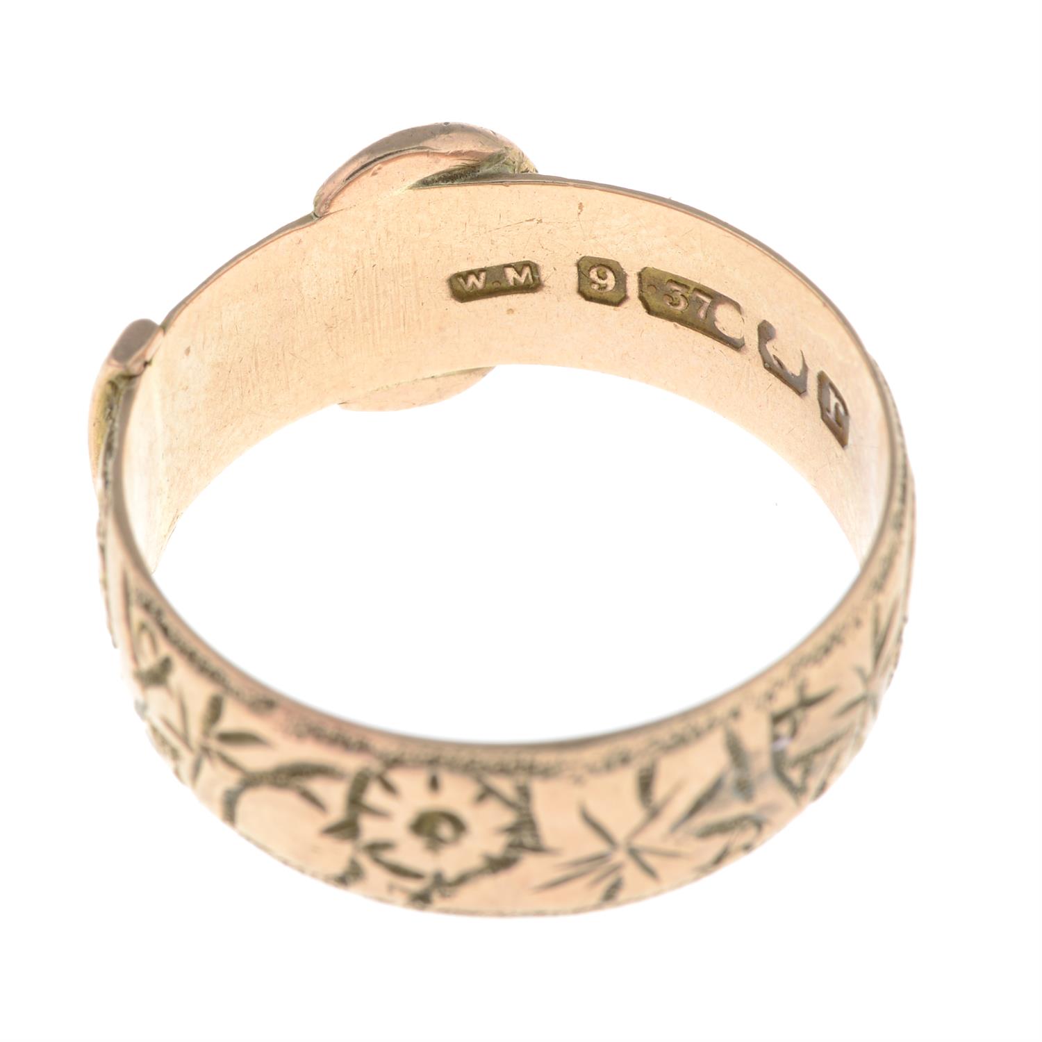 An early 20th century 9ct gold foliate buckle ring. - Image 2 of 2