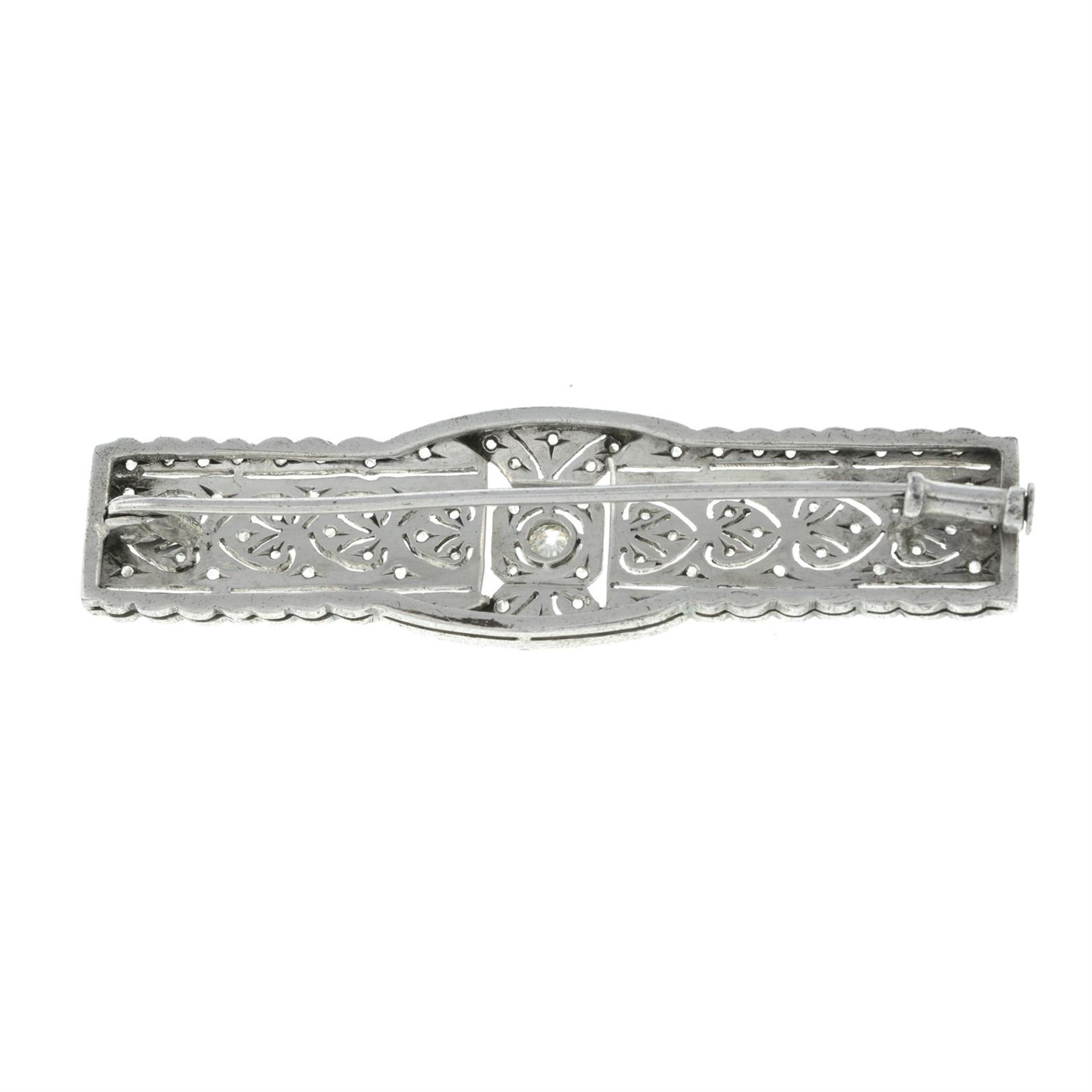 An early 20th century platinum rose and old-cut diamond openwork plaque brooch. - Image 2 of 2