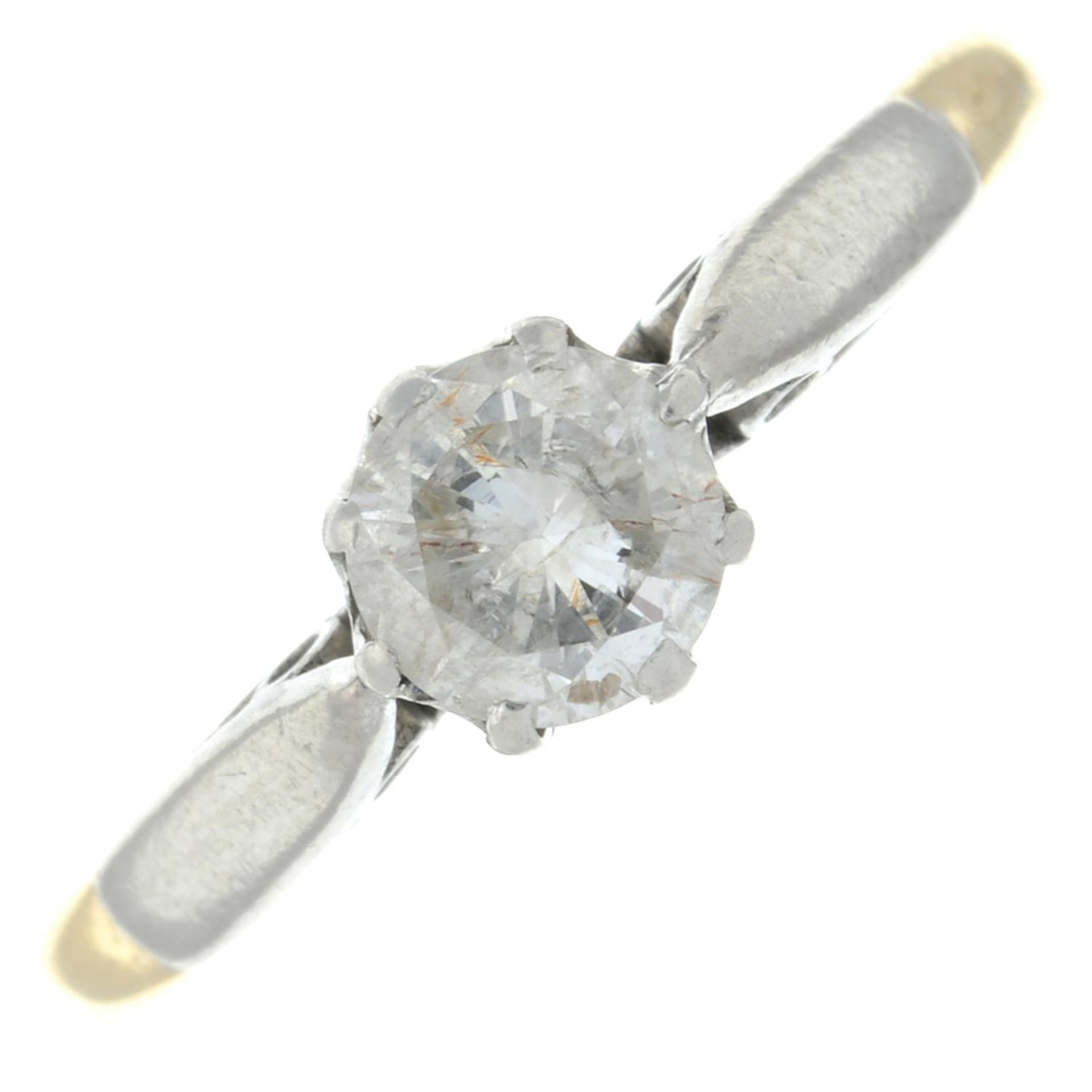 A mid 20th century 18ct gold and platinum brilliant-cut diamond single-stone ring.