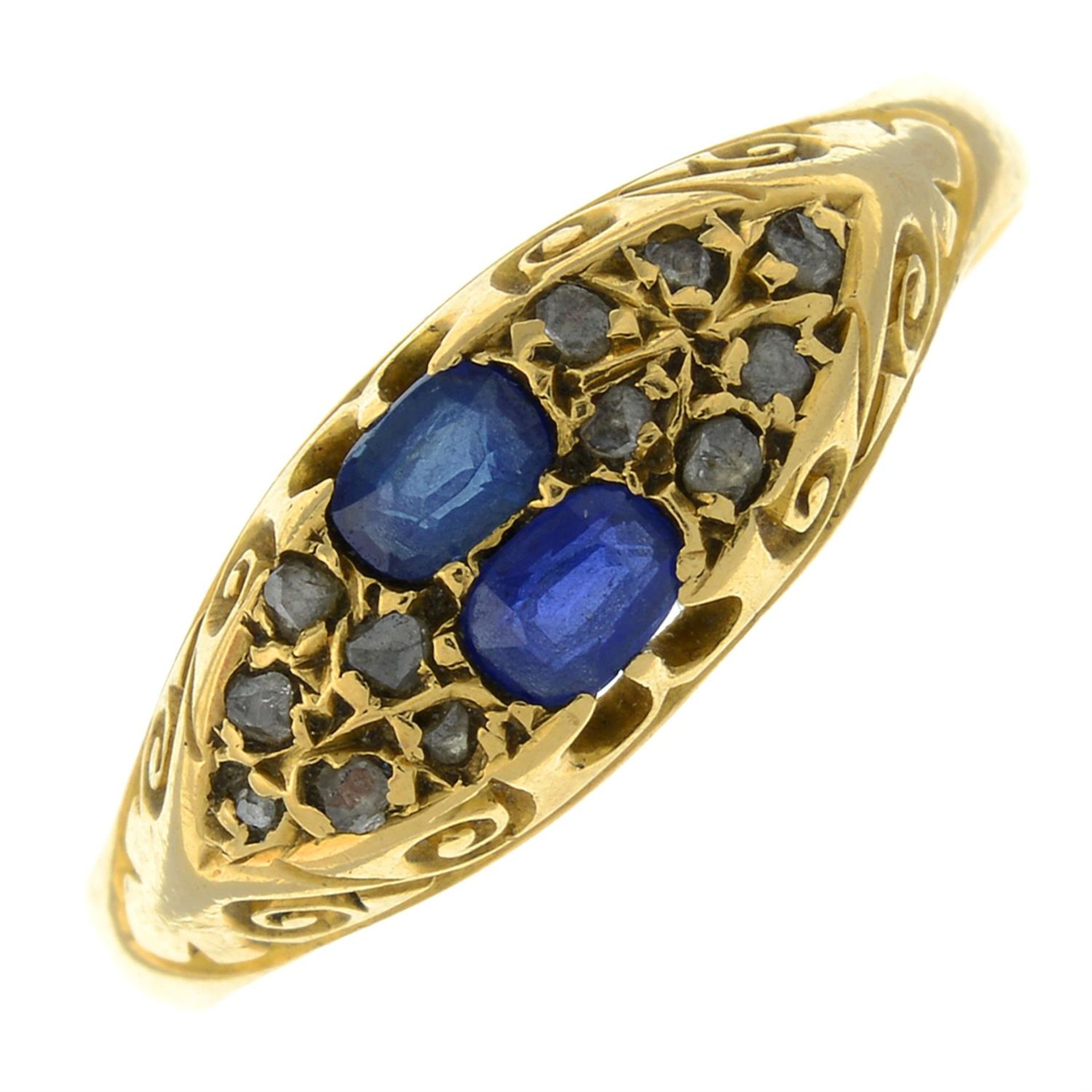 A late Victorian 18ct gold sapphire and rose-cut diamond cluster ring.