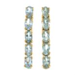 A pair of 9ct gold aquamarine earrings.