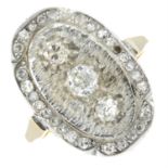 A mid 20th century 18ct gold vari-cut diamond dress ring.