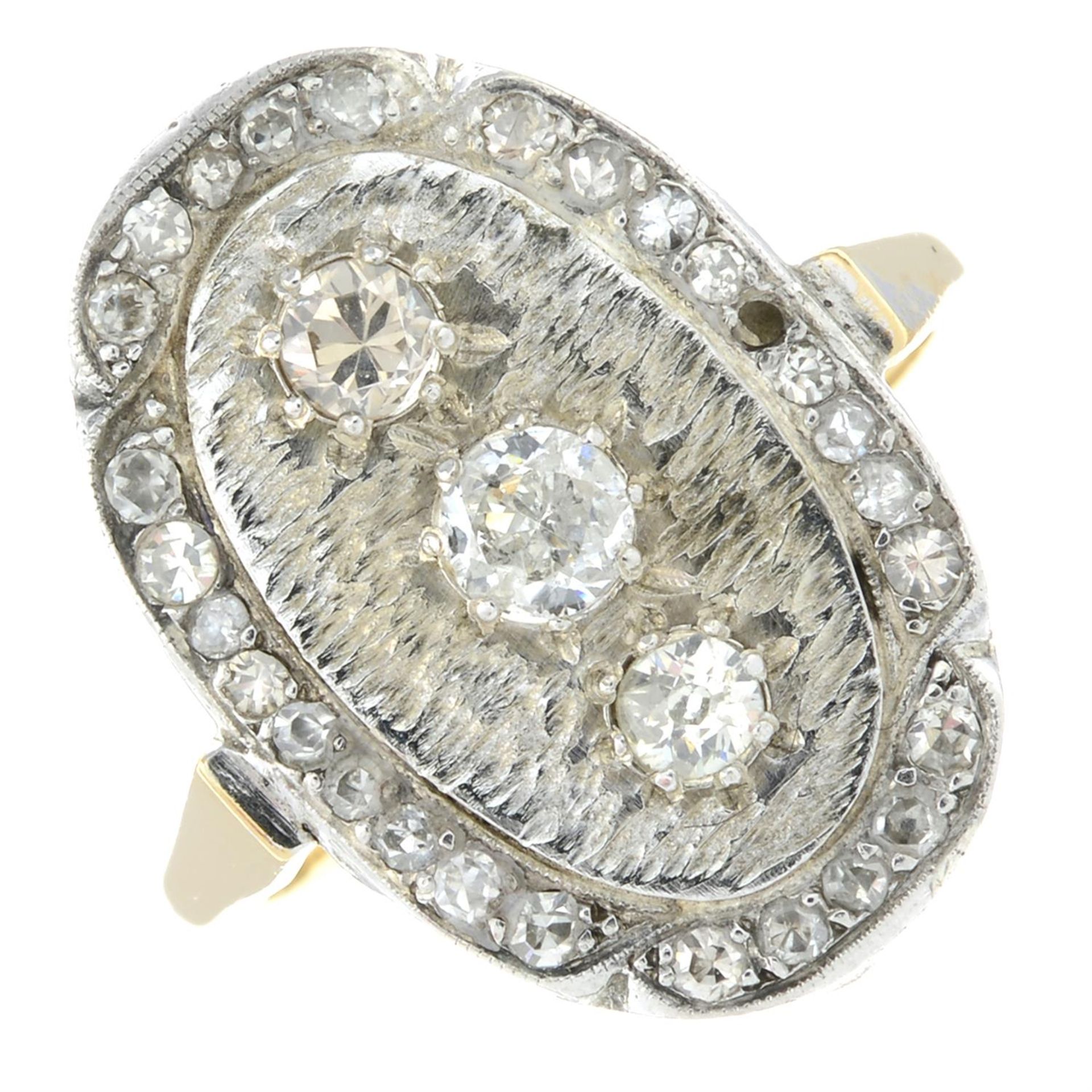 A mid 20th century 18ct gold vari-cut diamond dress ring.