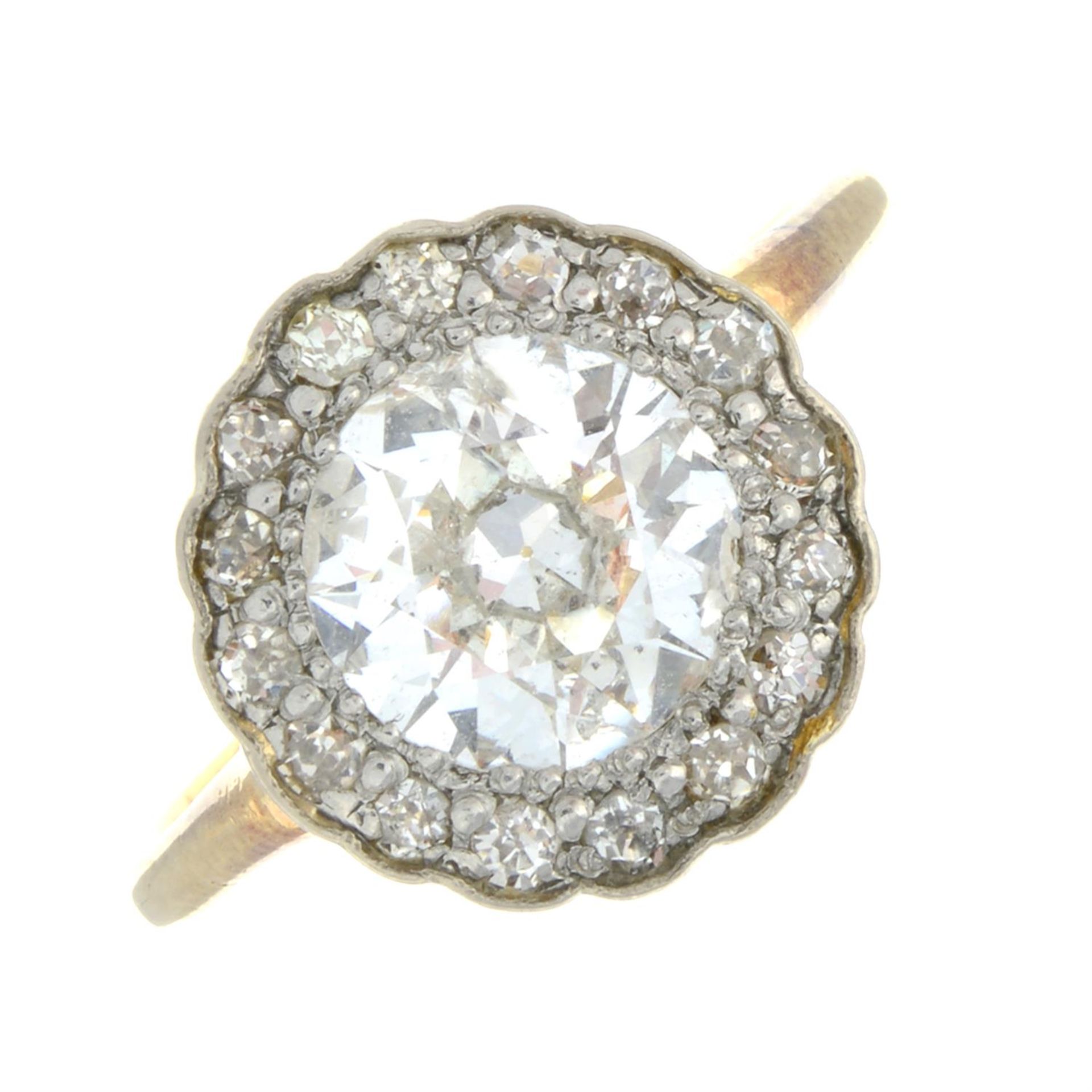 An early 20th century 18ct gold old-cut diamond cluster ring.