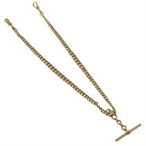 An early 20th century 9ct gold albert chain, with suspended T-bar.