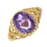 A 1970's amethyst single-stone ring.