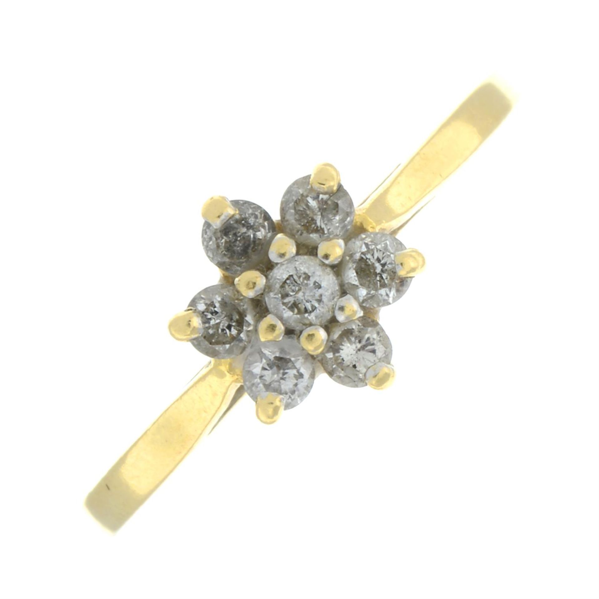 An 18ct gold brilliant-cut diamond cluster ring.