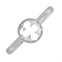 A platinum rose-cut diamond single-stone ring.