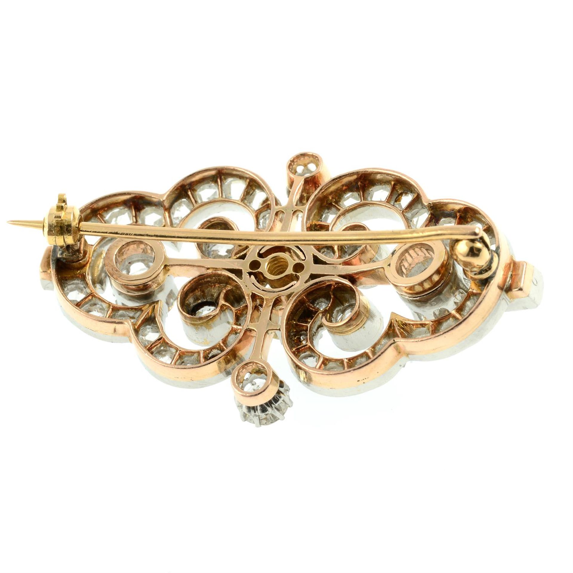 An early 20th century platinum and gold old and rose-cut diamond brooch. - Image 3 of 4