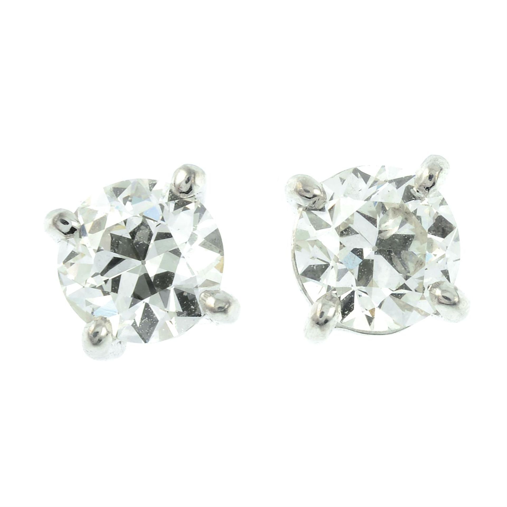 A pair of 18ct gold old-cut diamond stud earrings. - Image 2 of 3