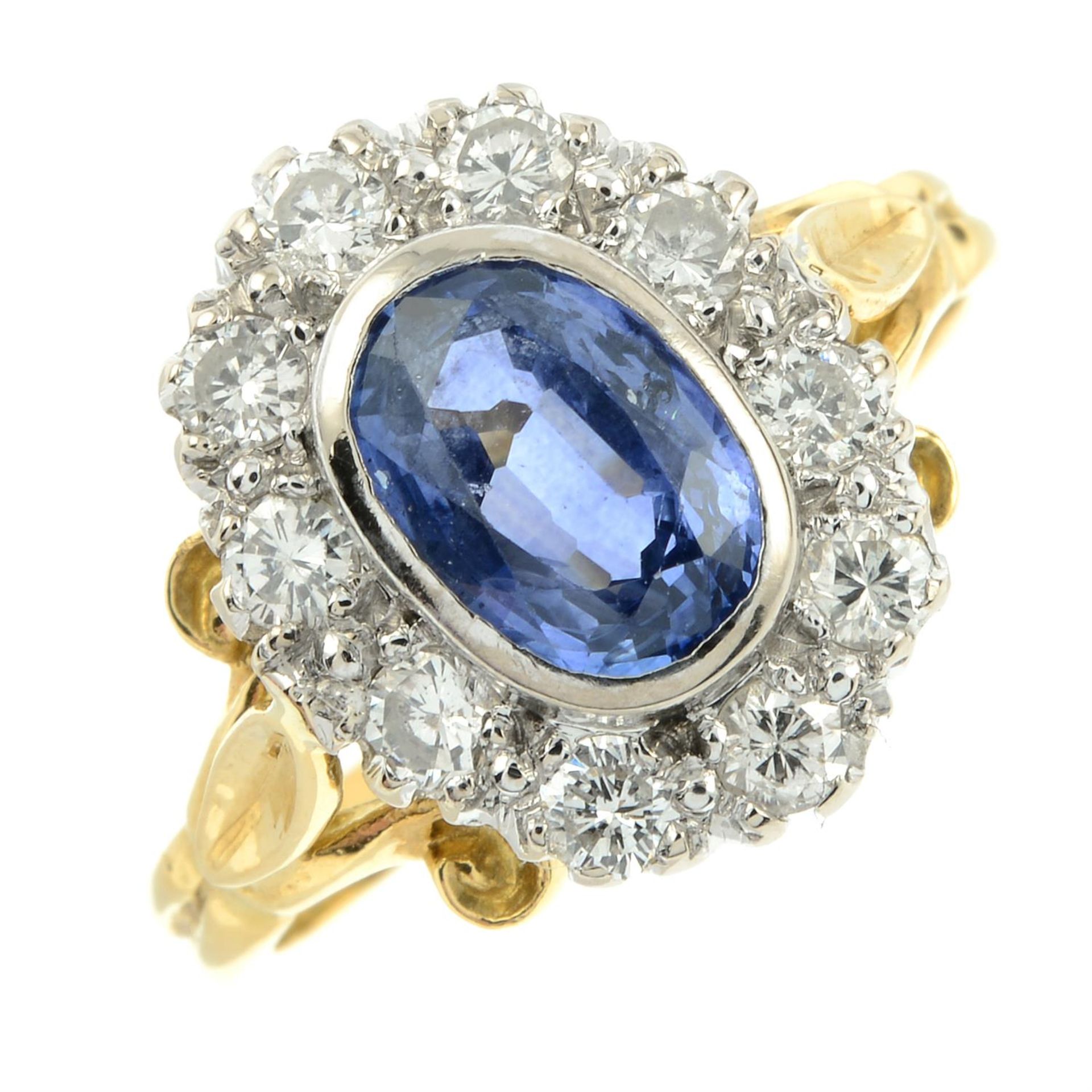 An 18ct gold sapphire and brilliant-cut diamond cluster ring. - Image 2 of 5