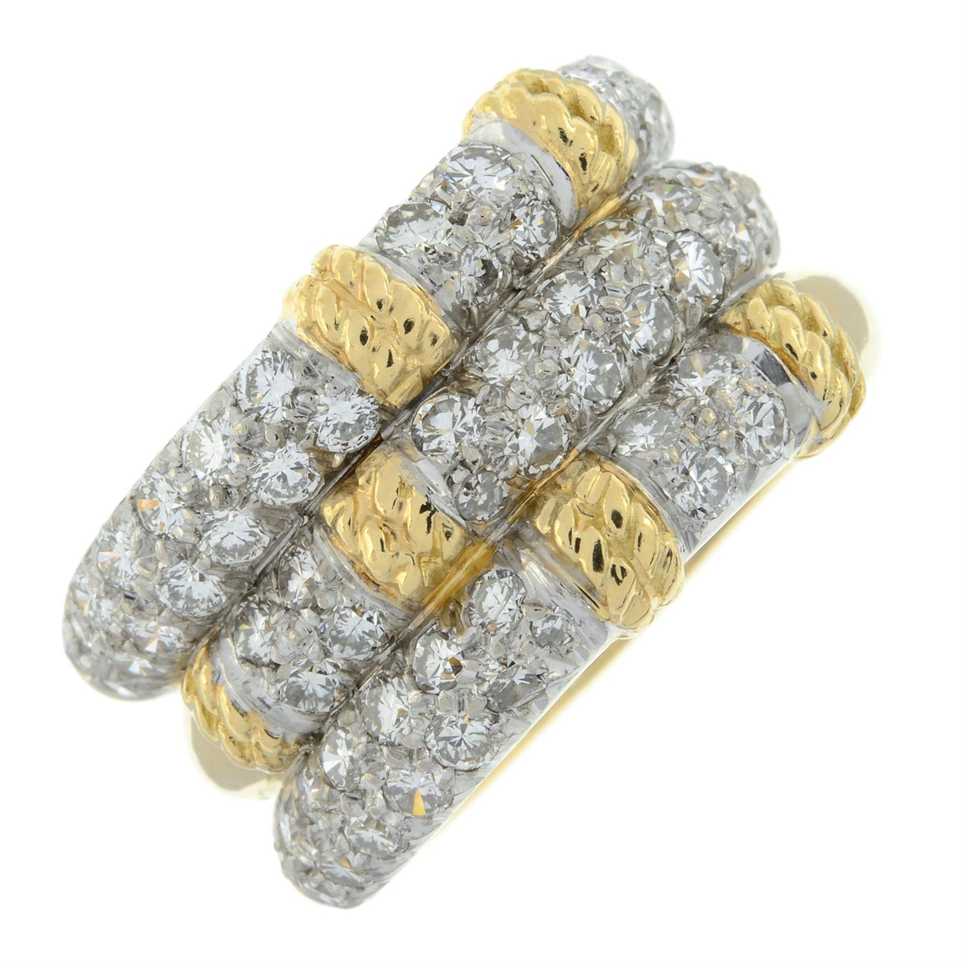 A mid 20th century 18ct gold brilliant-cut diamond grooved band ring. - Image 2 of 5