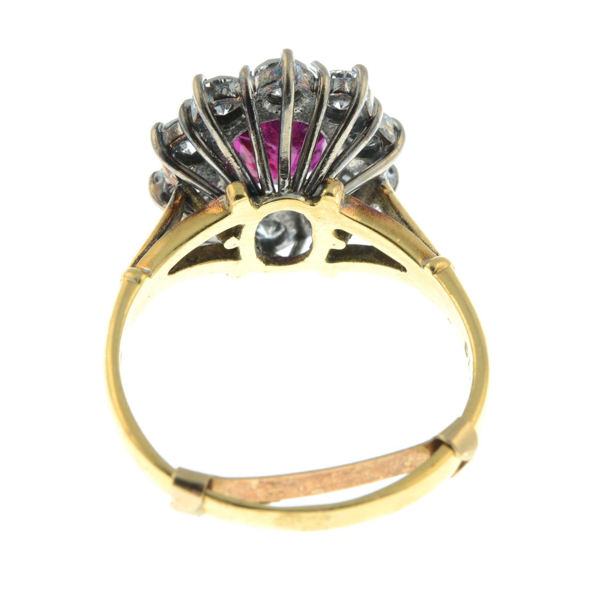 An 18ct gold ruby and brilliant-cut diamond cluster ring. - Image 4 of 5