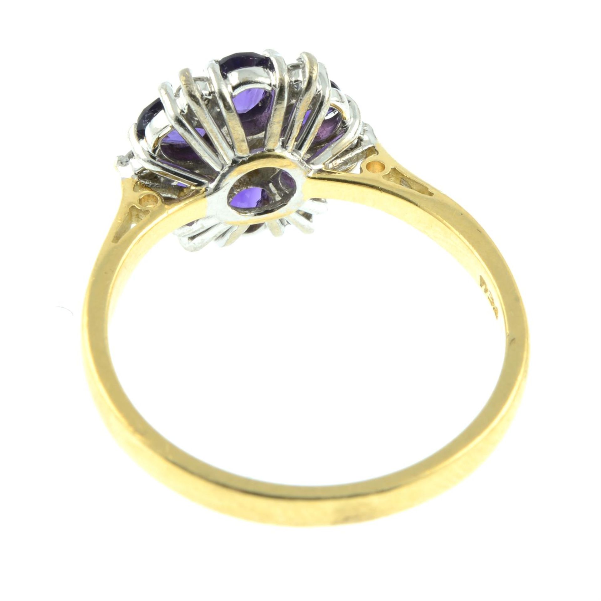An 18ct gold amethyst and brilliant-cut diamond cluster ring. - Image 3 of 4