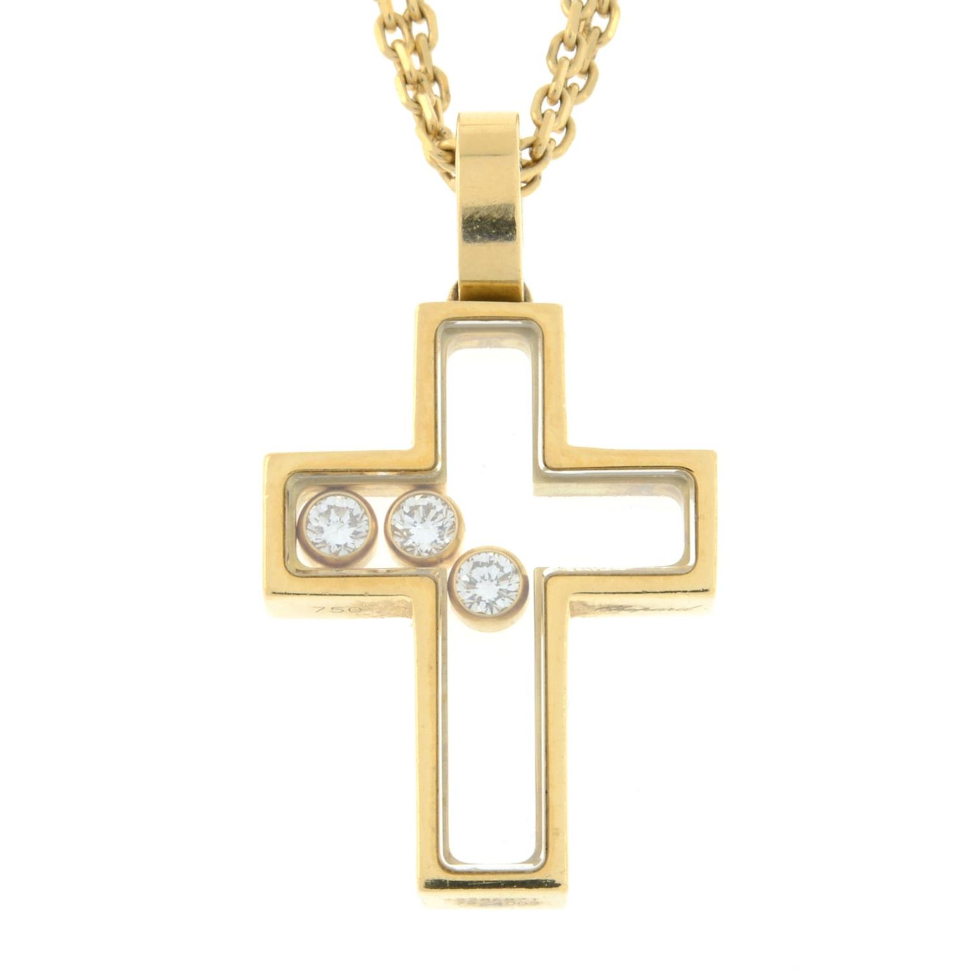 A 'Happy Diamonds' cross pendant, with 18ct gold chain, by Chopard. - Bild 2 aus 5