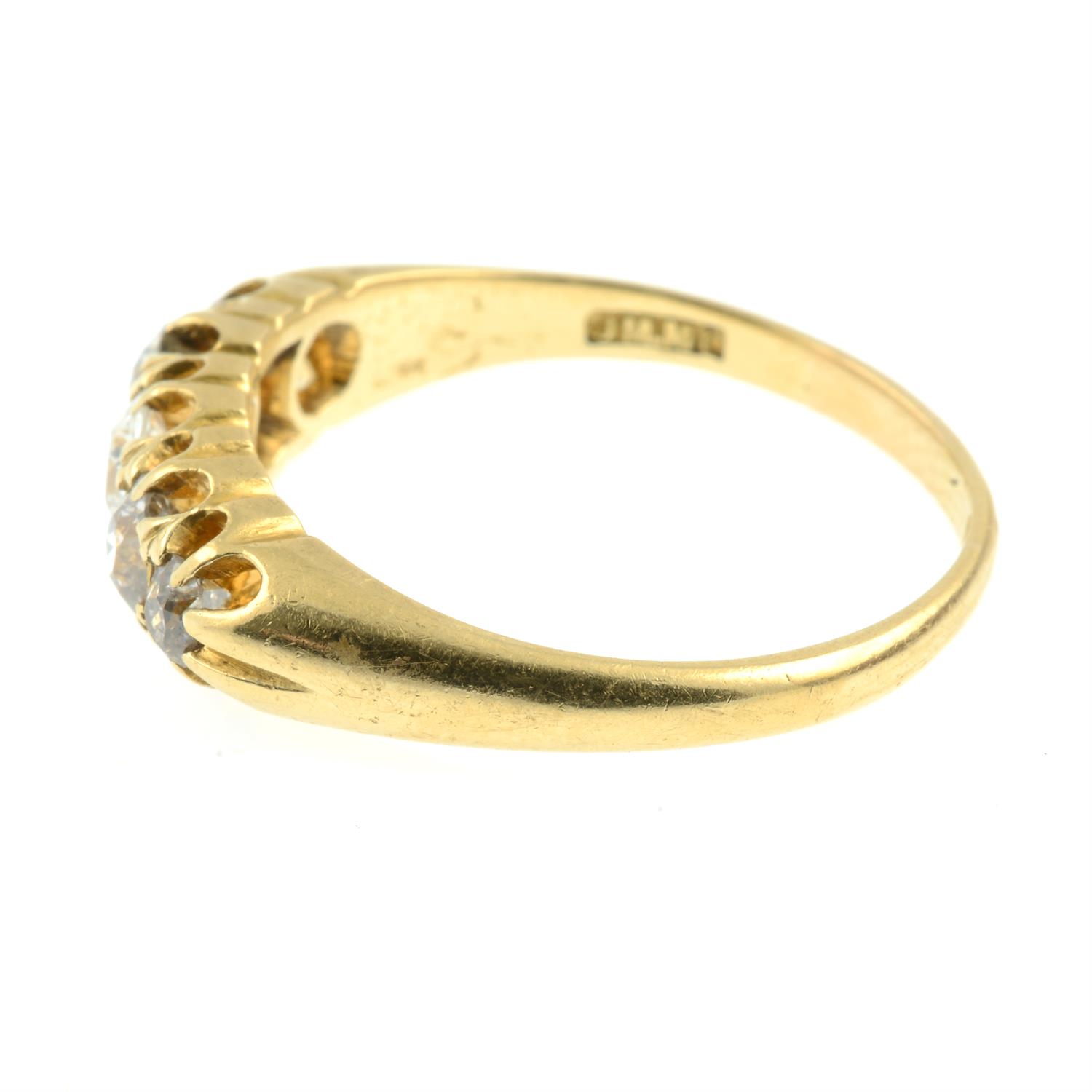 A late Victorian 18ct gold graduated old-cut diamond five-stone ring. - Image 3 of 5