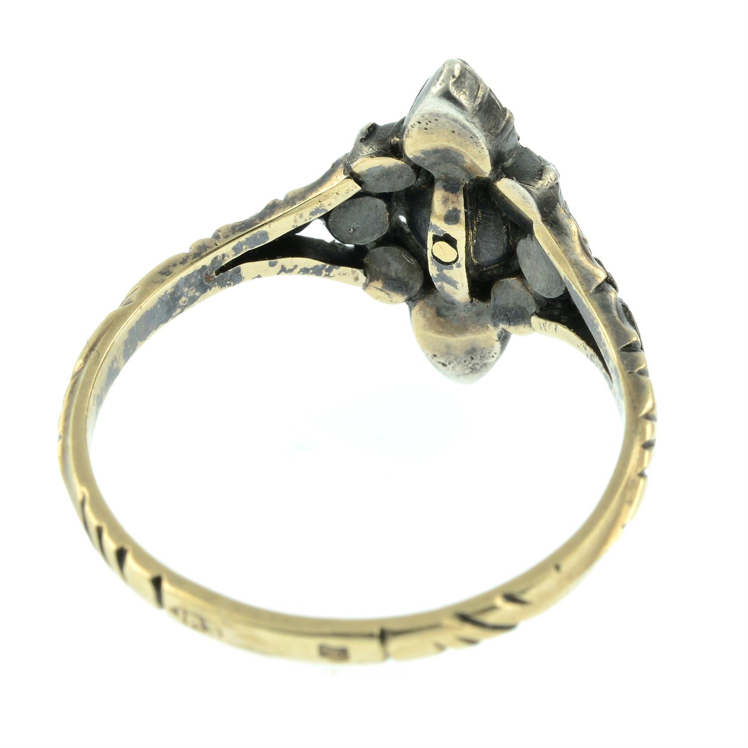 A 19th century silver and gold foil back rose-cut diamond cluster ring. - Image 4 of 5