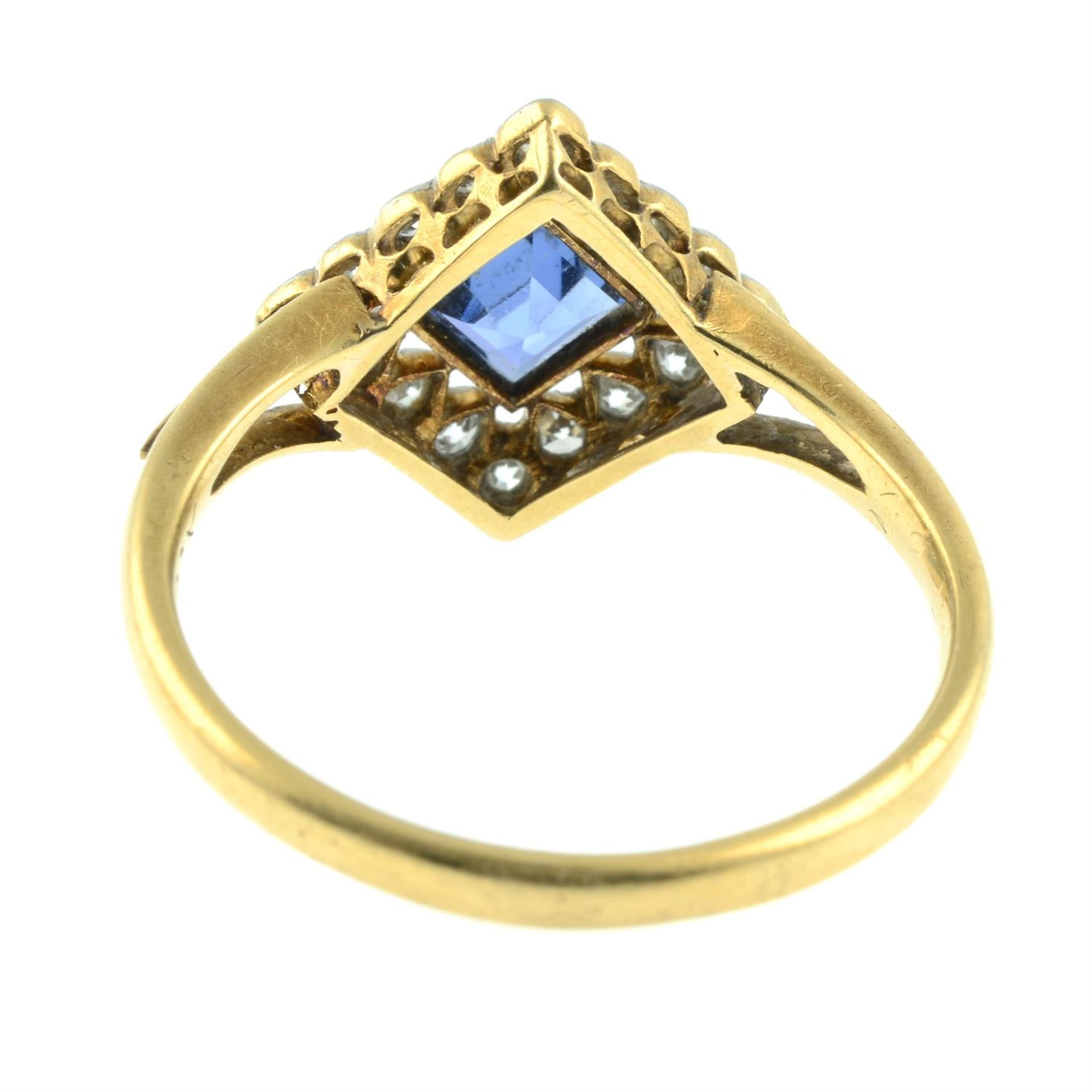 An Edwardian 18ct gold sapphire and old-cut diamond cluster ring. - Image 4 of 5