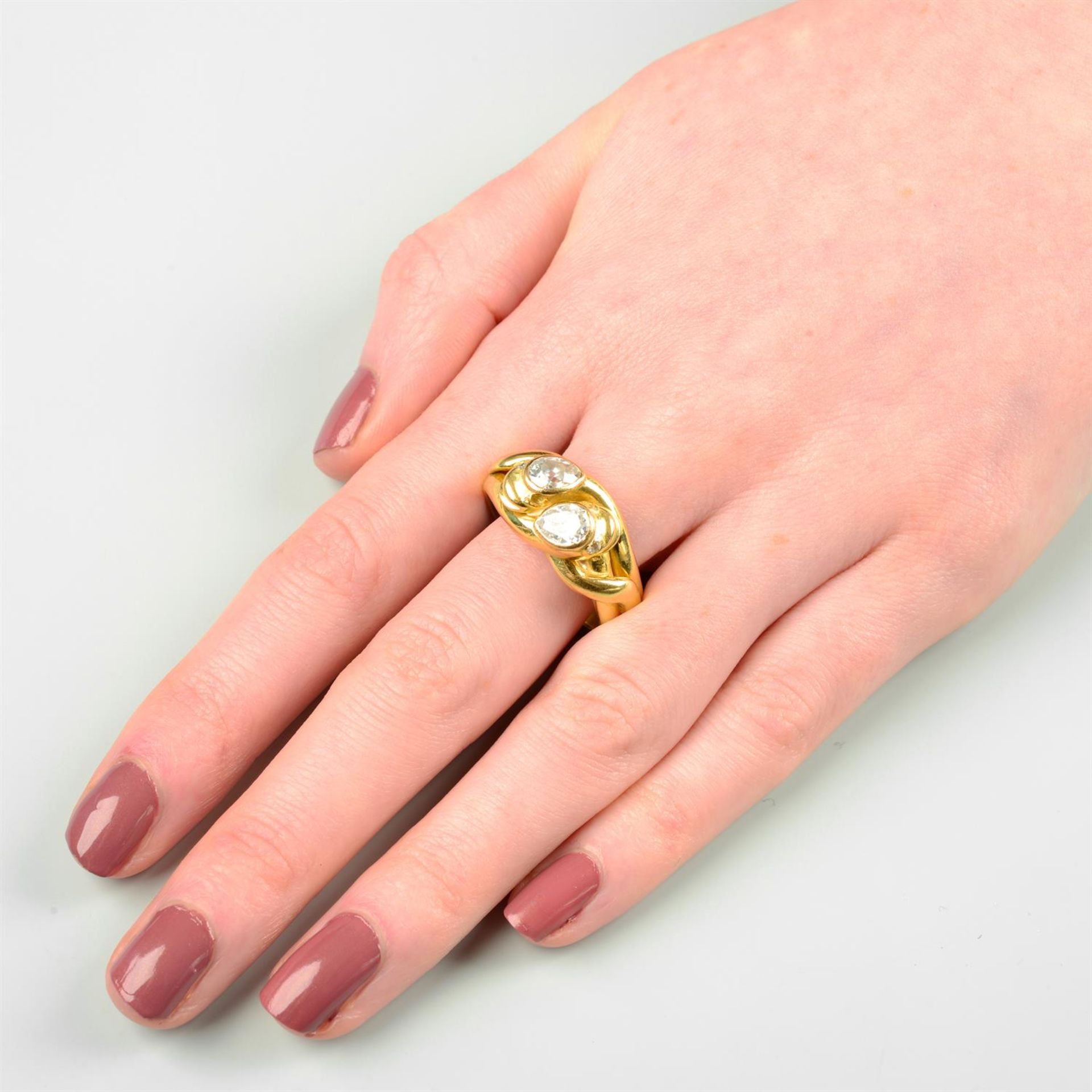 An early 20th century 18ct gold snake ring, each with pear-shape diamond crest. - Bild 7 aus 7