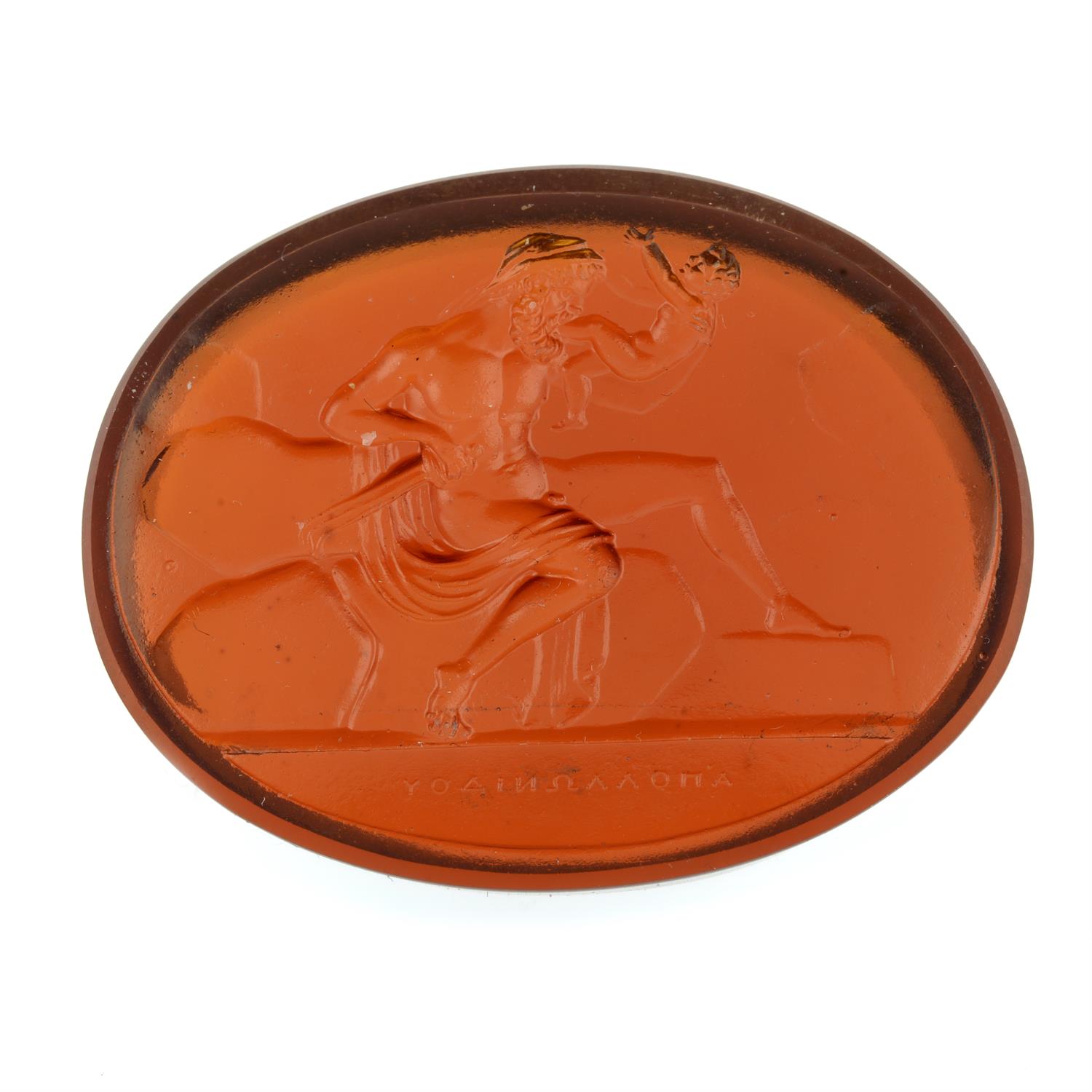 A Georgian glass intaglio, depicting Kronos, harpe in hand, devouring one of his children. - Image 2 of 3