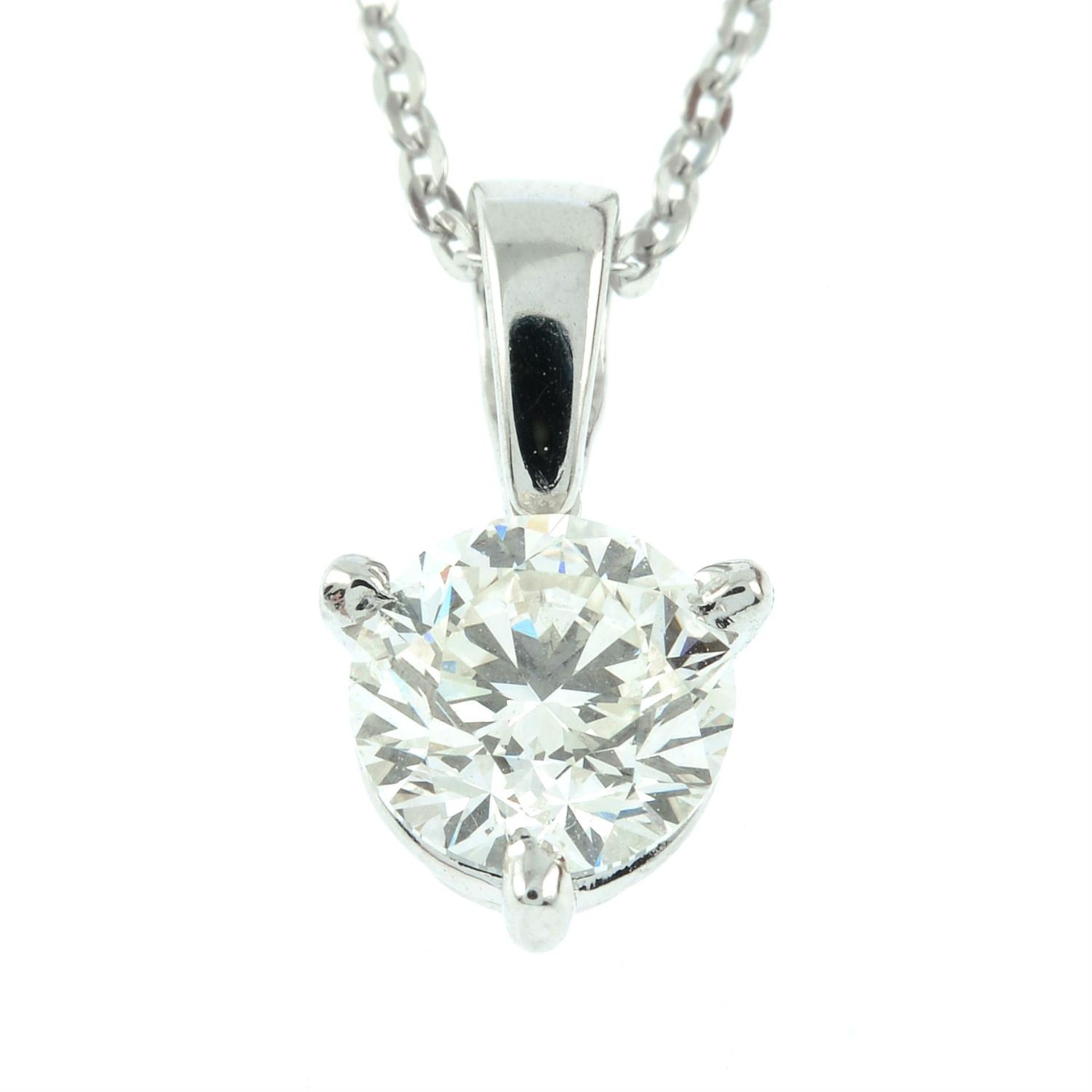 An 18ct gold brilliant-cut diamond single-stone pendant, with platinum chain. - Bild 2 aus 6