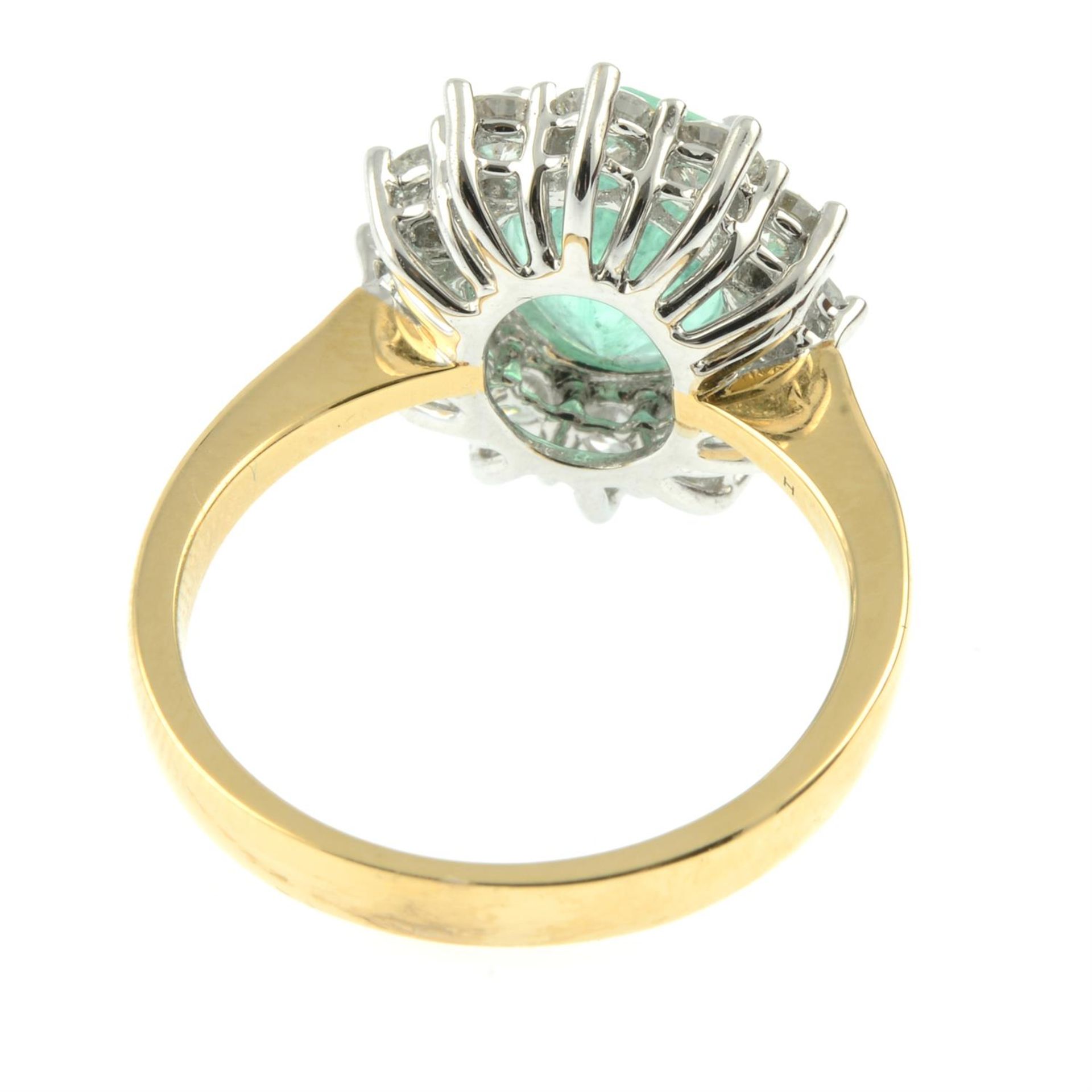 An 18ct gold emerald and brilliant-cut diamond cluster ring. - Image 4 of 5