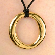 A 'Sevillana' pendant, on black cord, by Elsa Peretti for Tiffany & Co.