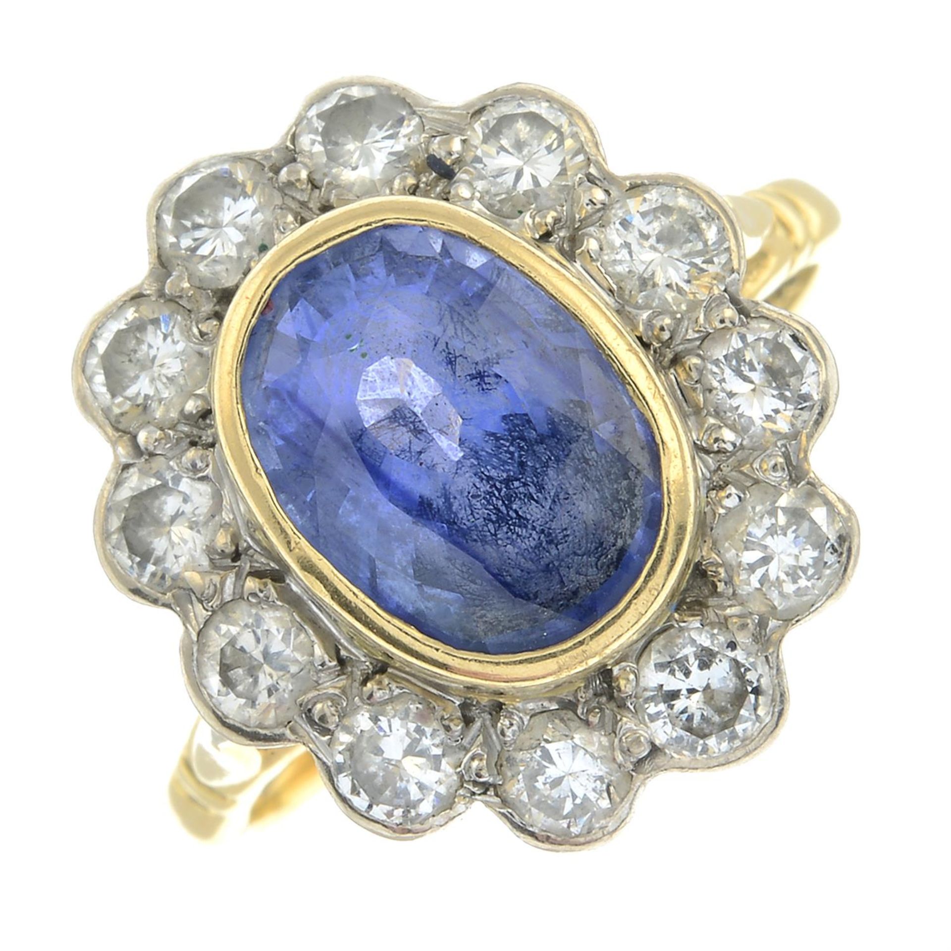 An 18ct gold sapphire and brilliant-cut diamond cluster ring. - Image 2 of 5