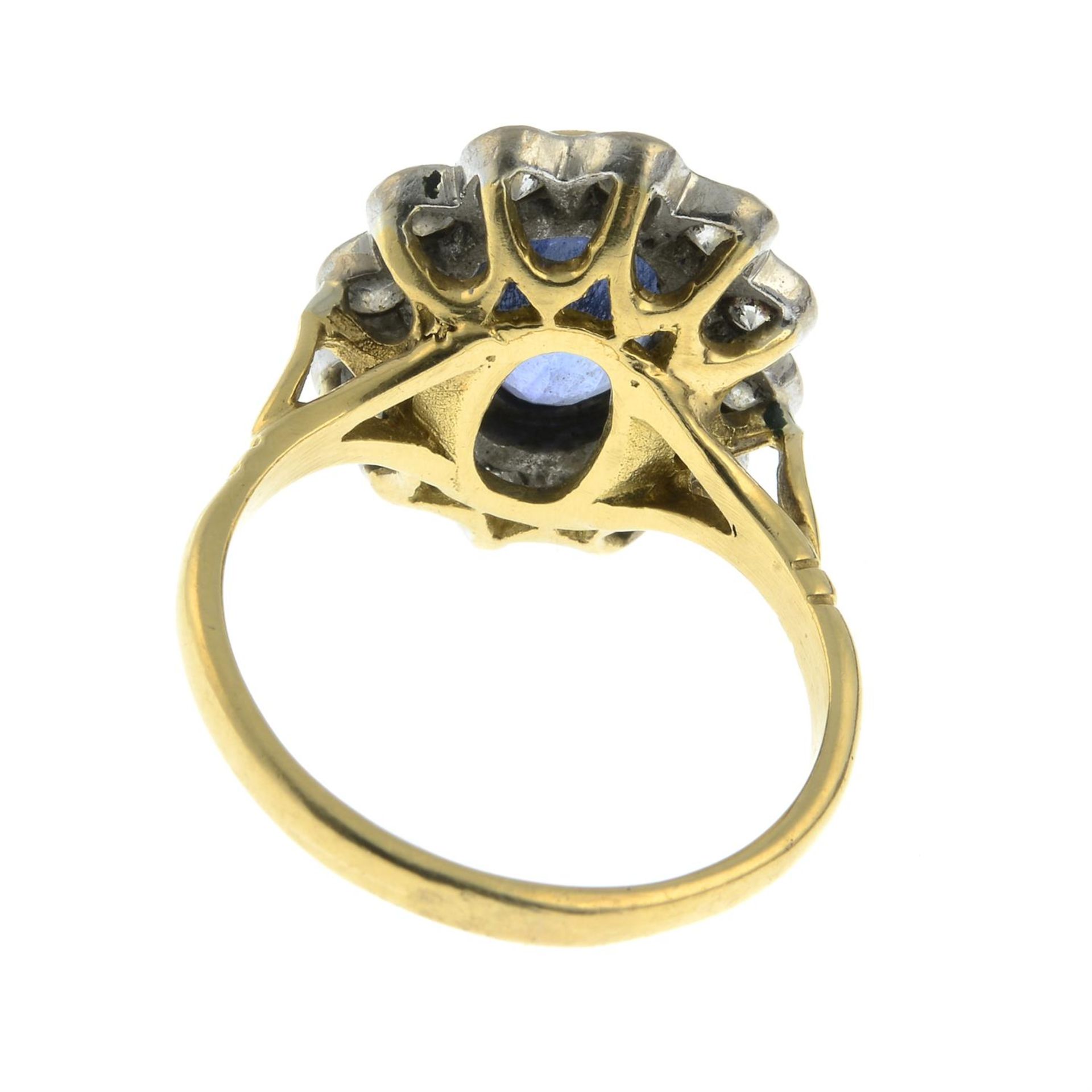An 18ct gold sapphire and brilliant-cut diamond cluster ring. - Image 4 of 5