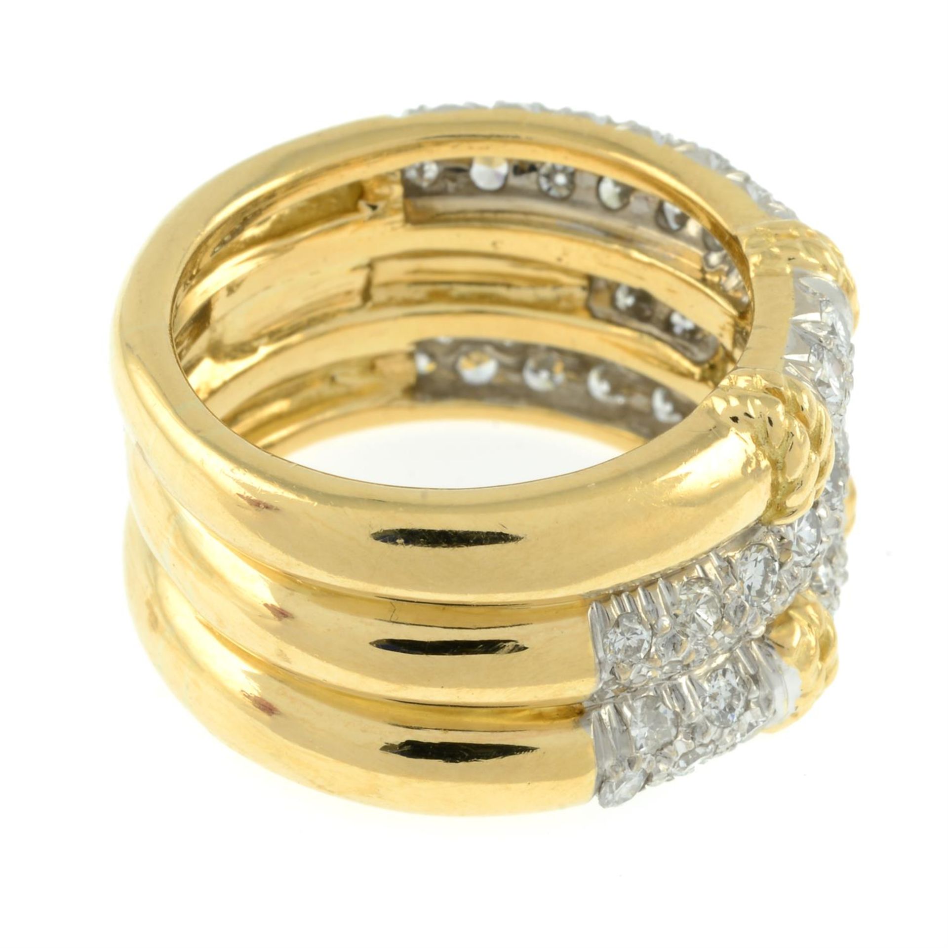 A mid 20th century 18ct gold brilliant-cut diamond grooved band ring. - Image 4 of 5